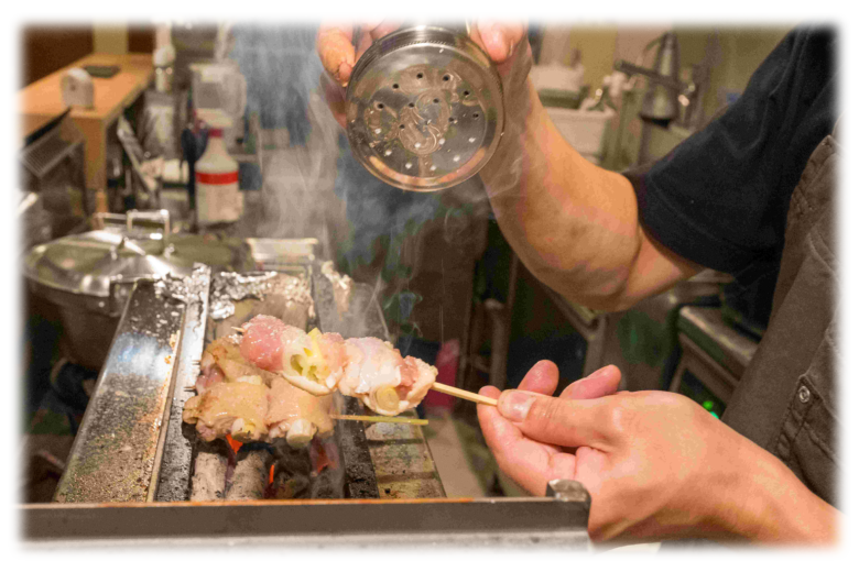 焼いているところ